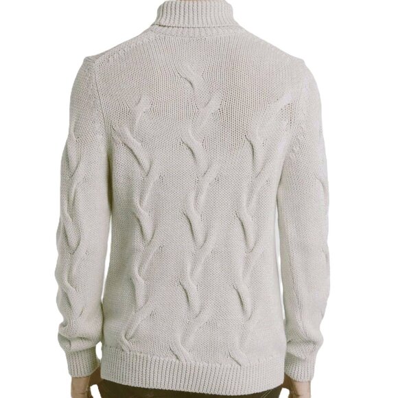 $248 BRAX Men's US M EU 50 Brian Wool Blend Knit Turtleneck Sweater in Silver - Picture 3 of 9